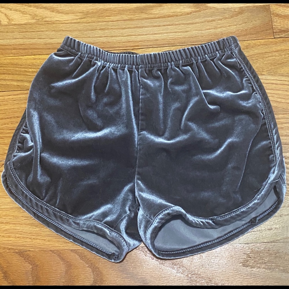 Grey velvet shorts